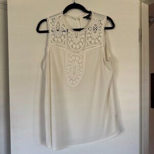 Halogen Lace & Crepe Top cream, L - like new!